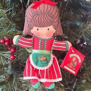 vintage Joan Walsh Anglund cloth pocket doll Christmas ornament applause 90s Y2K